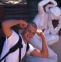 Matt flexin' in front of the naked lady statue - Summer 2000