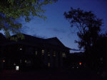 The same cool building with pillars at Northern Arizona University, but after sunset - Summer 2000