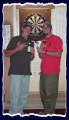 Scott and Sean in front of that dart board we shall truly miss!